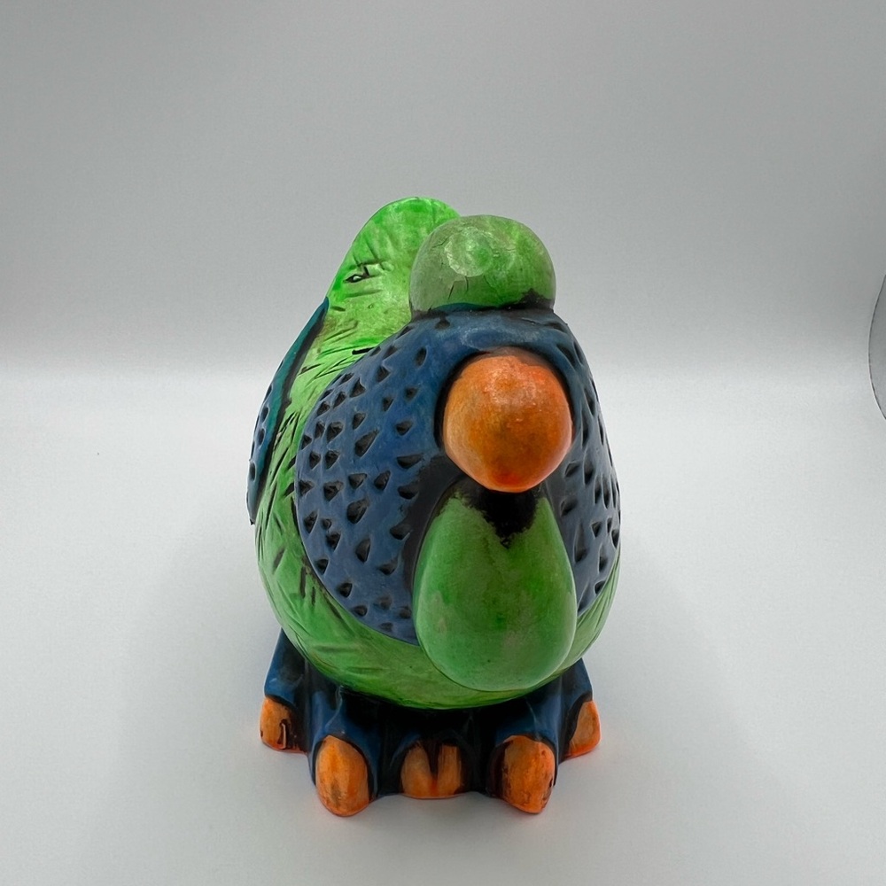 Colorful Green & Orange Chicken Hen Slot Coin Piggy Bank Figurine Collectible - Picture 2 of 16
